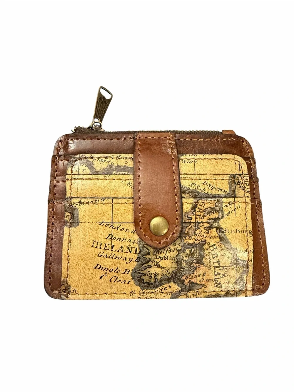 Patricia Nash Leather Handbag & 2- Credit Card Wallet Gift Set NEW European Map